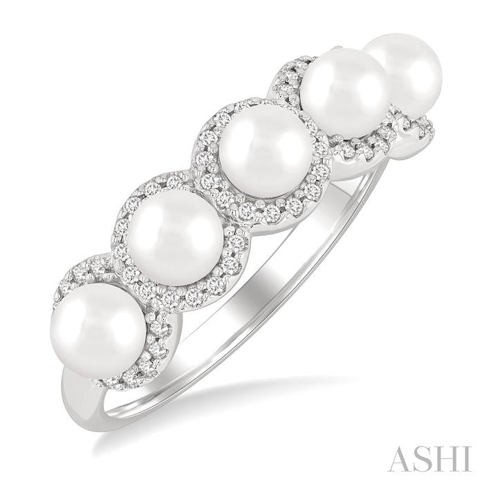 ASHI Pearl & Halo Diamond Ring 56966PPFGWPWG
