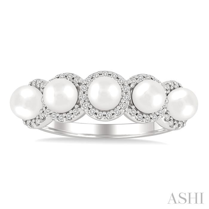 ASHI Pearl & Halo Diamond Ring 56966PPFGWPWG