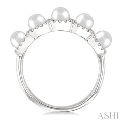 ASHI Pearl & Halo Diamond Ring 56966PPFGWPWG