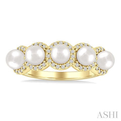 ASHI Pearl & Halo Diamond Ring 56966PPFGWPYG