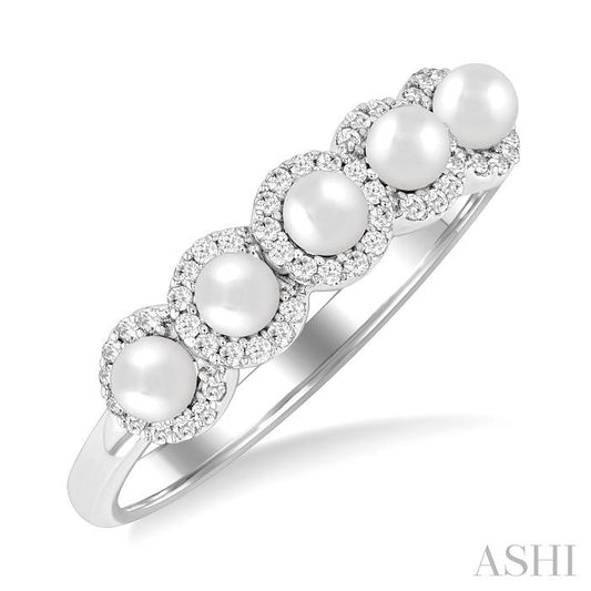 ASHI Pearl & Halo Diamond Ring 56968PPFGWPWG