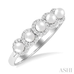 ASHI Pearl & Halo Diamond Ring 56968PPFGWPWG