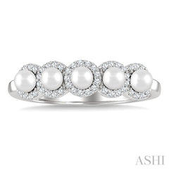 ASHI Pearl & Halo Diamond Ring 56968PPFGWPWG