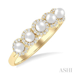 ASHI Pearl & Halo Diamond Ring 56968PPFGWPYG