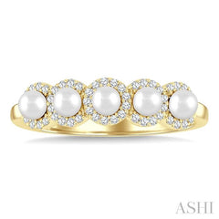 ASHI Pearl & Halo Diamond Ring 56968PPFGWPYG