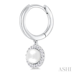 ASHI Pearl & Petite Halo Diamond Huggie Fashion Earrings 56978PPTSERWPWG