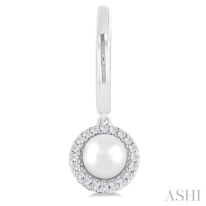 ASHI Pearl & Petite Halo Diamond Huggie Fashion Earrings 56978PPTSERWPWG