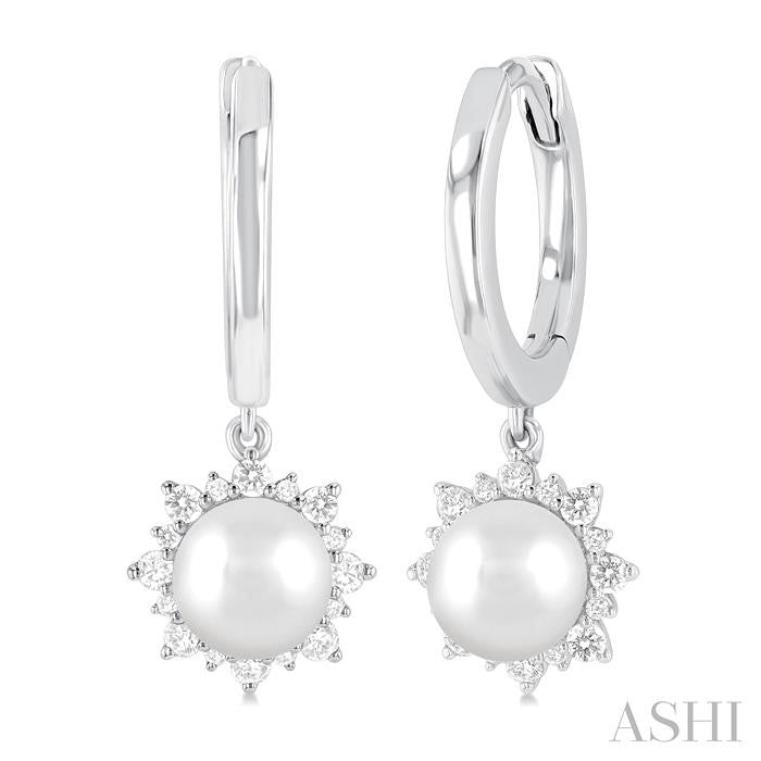 ASHI Pearl & Petite Diamond Fashion Huggie Earrings 56987PPTSERWPWG