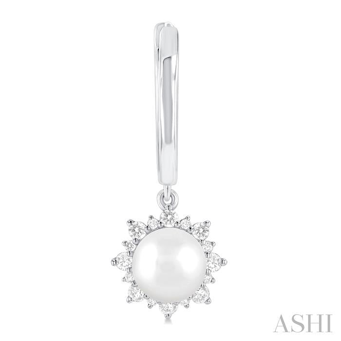 ASHI Pearl & Petite Diamond Fashion Huggie Earrings 56987PPTSERWPWG