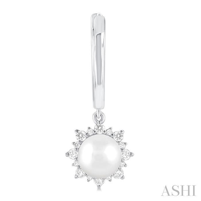 ASHI Pearl & Petite Diamond Fashion Huggie Earrings 56987PPTSERWPWG