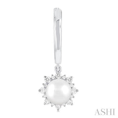 ASHI Pearl & Petite Diamond Fashion Huggie Earrings 56987PPTSERWPWG