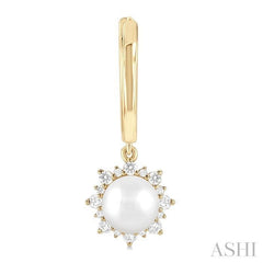 ASHI Pearl & Petite Diamond Fashion Huggie Earrings 56987PPTSERWPYG