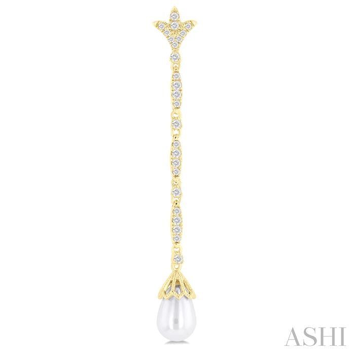 ASHI Pearl & Diamond Long Earrings 56993PPFGERWPYG