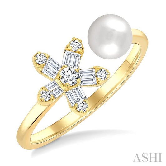 ASHI Pearl Diamond Floral Fashion Ring 569A7PPTGWPYG