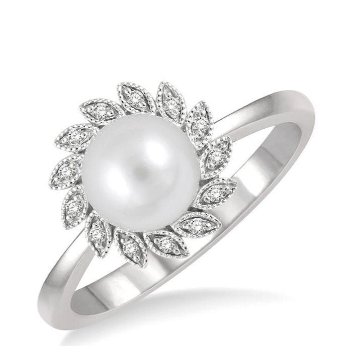 Parkplace Jewelers Flower Pearl & Diamond Fashion Ring 56188PPTSWPWG