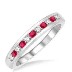 Parkplace Jewelers Channel Set Alternate Gemstone & Diamond Wedding Band 46497PPFGRBWG