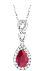 Parkplace Jewelers Pear Shape Gemstone & Halo Diamond Pendant 57058PPFSPDRBWG