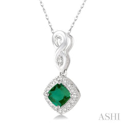 ASHI Cushion Shape Gemstone & Halo Diamond Pendant 57088PPFSPDEMWG