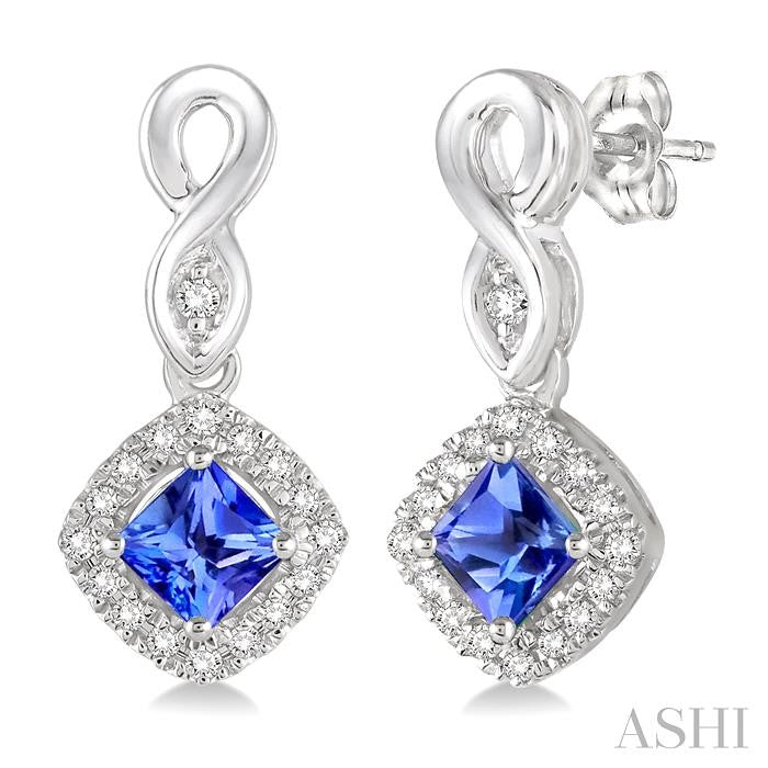 ASHI Cushion Shape Gemstone & Halo Diamond Earrings 57088PPTSERTZWG