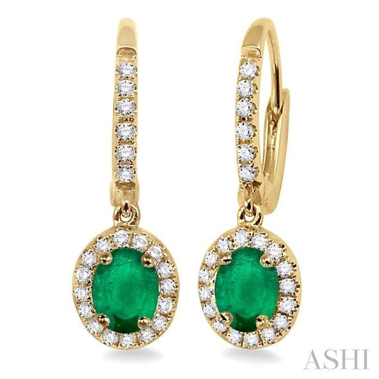 ASHI Oval Shape Gemstone & Halo Diamond Earrings 57186PPFGEREMYG
