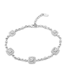 Parkplace Jewelers Princess Shape Halo Diamond Chain Bracelet 73262PPERWG