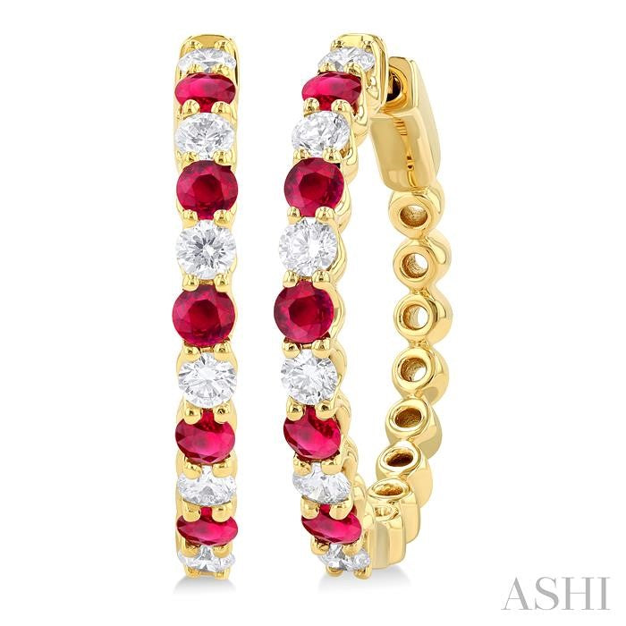 ASHI Alternate Gemstone & Diamond Hoop Earrings 57572PPFGERRBYG