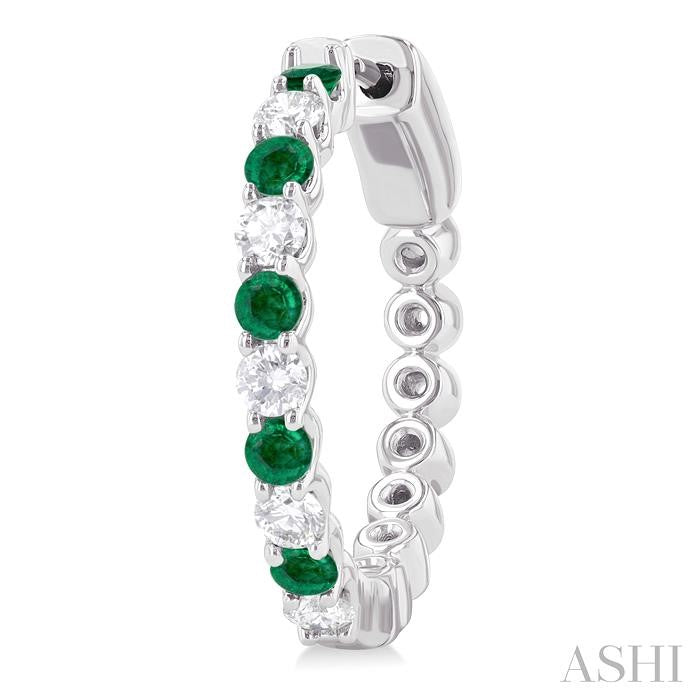 ASHI Alternate Gemstone & Diamond Hoop Earrings 57573PPFGEREMWG