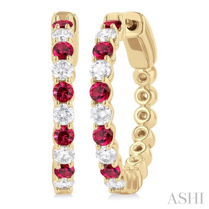 ASHI Alternate Gemstone & Diamond Hoop Earrings 57573PPFGERRBYG