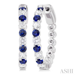 ASHI Alternate Gemstone & Diamond Hoop Earrings 57573PPFGERSPWG