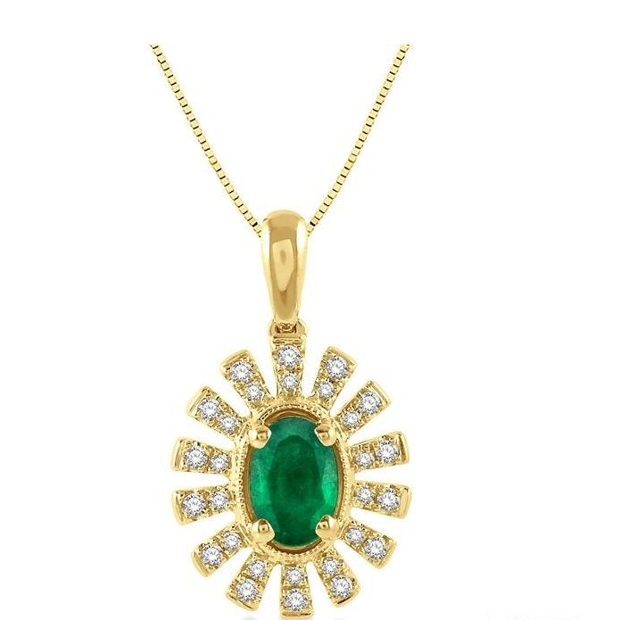 Parkplace Jewelers Oval Shape Gemstone & Diamond Pendant 58608PPTSPDEMYG
