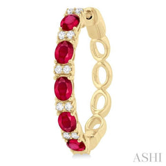 ASHI Oval Shape Alternate Gemstone & Diamond Hoop Earrings 57636PPFGERRBYG