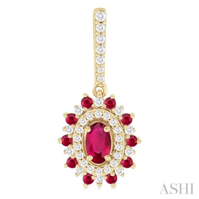 ASHI Oval Shape Gemstone & Halo Diamond Earrings 57645PPFGERRBYG-OV