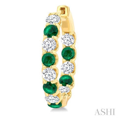 ASHI Inside-Out Alternate Gemstone & Diamond Hoop Earrings 57650PPFGEREMYG-1.65
