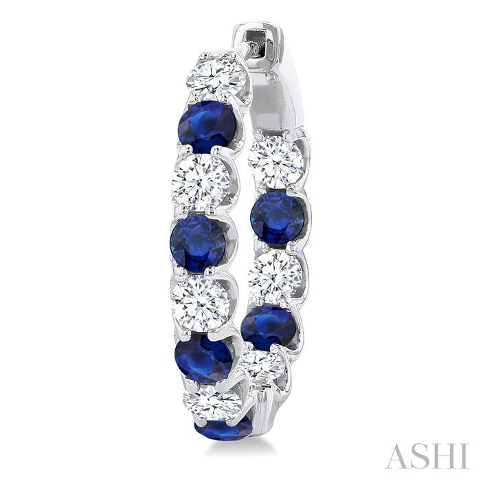 ASHI Inside-Out Alternate Gemstone & Diamond Hoop Earrings 57650PPFGERSPWG-1.65