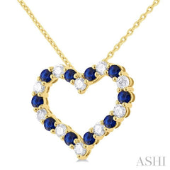 ASHI Heart Shape Alternate Gemstone & Diamond Fashion Pendant 57673PPFGPDSPYG