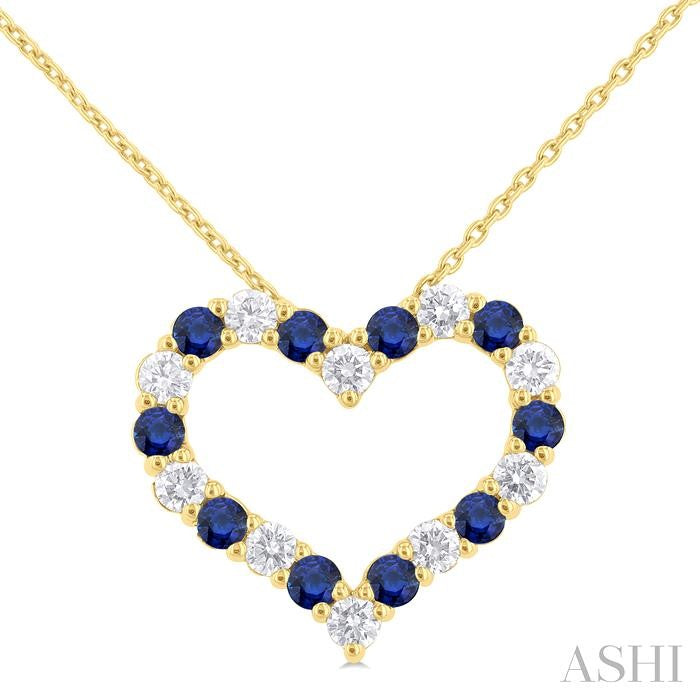 ASHI Heart Shape Alternate Gemstone & Diamond Fashion Pendant 57673PPFGPDSPYG