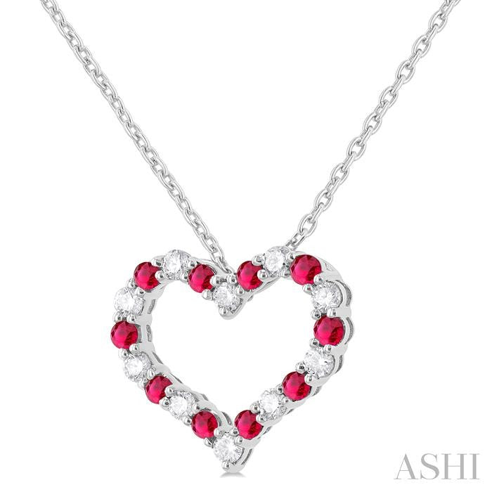 ASHI Heart Shape Alternate Gemstone & Diamond Fashion Pendant 57676PPFGPDRBWG