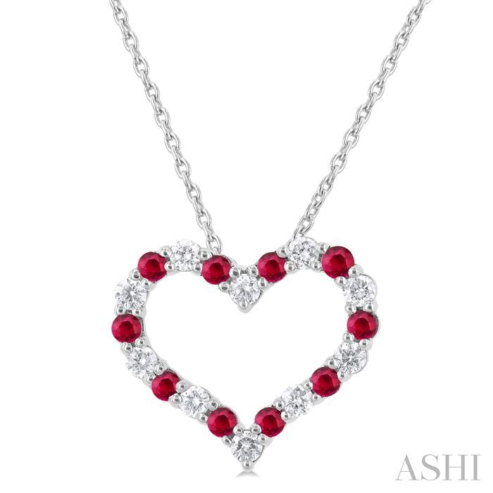 ASHI Heart Shape Alternate Gemstone & Diamond Fashion Pendant 57676PPFGPDRBWG