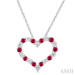 ASHI Heart Shape Alternate Gemstone & Diamond Fashion Pendant 57676PPFGPDRBWG