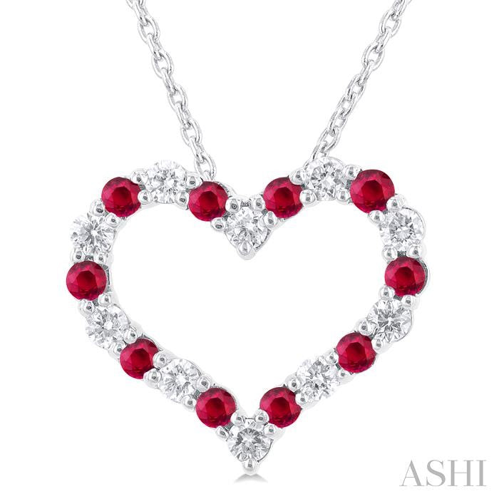 ASHI Heart Shape Alternate Gemstone & Diamond Fashion Pendant 57676PPFGPDRBWG