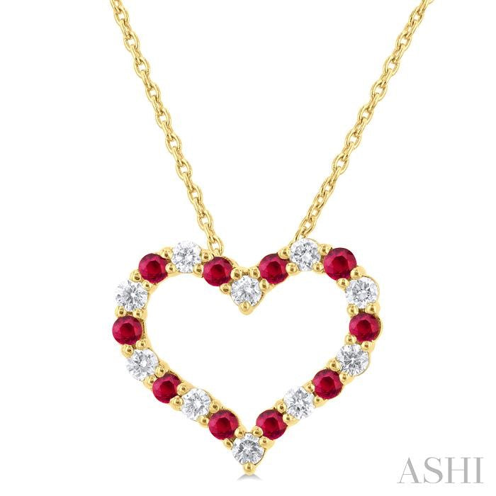 ASHI Heart Shape Alternate Gemstone & Diamond Fashion Pendant 57676PPFGPDRBYG