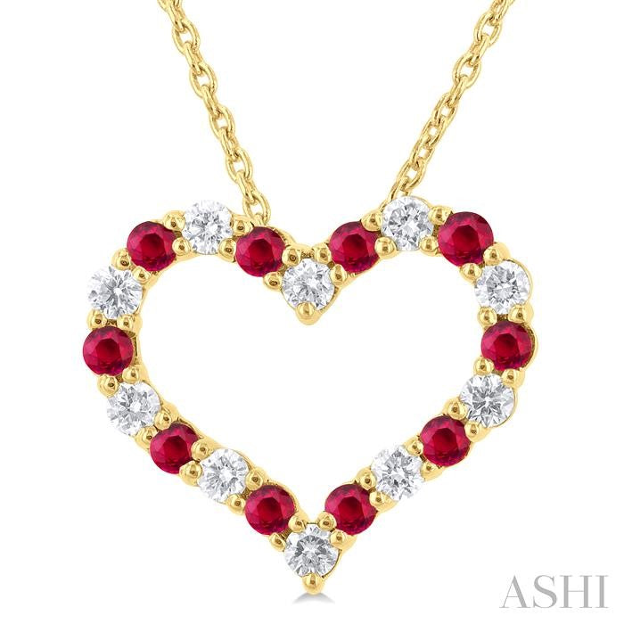 ASHI Heart Shape Alternate Gemstone & Diamond Fashion Pendant 57676PPFGPDRBYG