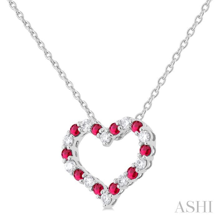 ASHI Heart Shape Alternate Gemstone & Diamond Fashion Pendant 57678PPFGPDRBWG