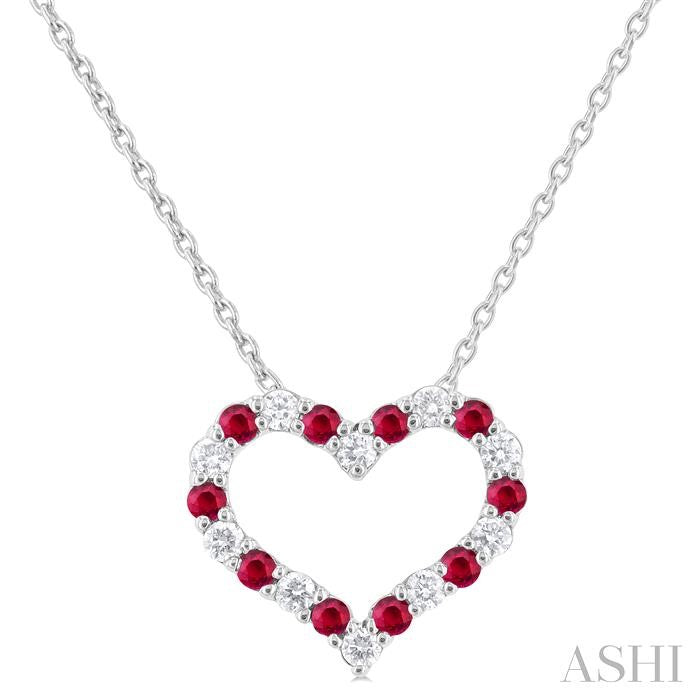 ASHI Heart Shape Alternate Gemstone & Diamond Fashion Pendant 57678PPFGPDRBWG