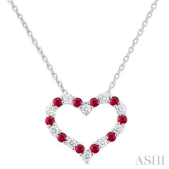ASHI Heart Shape Alternate Gemstone & Diamond Fashion Pendant 57678PPFGPDRBWG