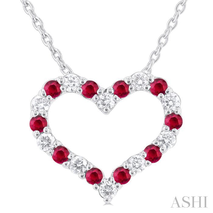 ASHI Heart Shape Alternate Gemstone & Diamond Fashion Pendant 57678PPFGPDRBWG