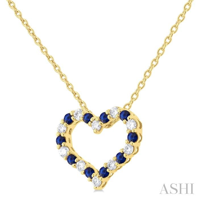 ASHI Heart Shape Alternate Gemstone & Diamond Fashion Pendant 57678PPFGPDSPYG