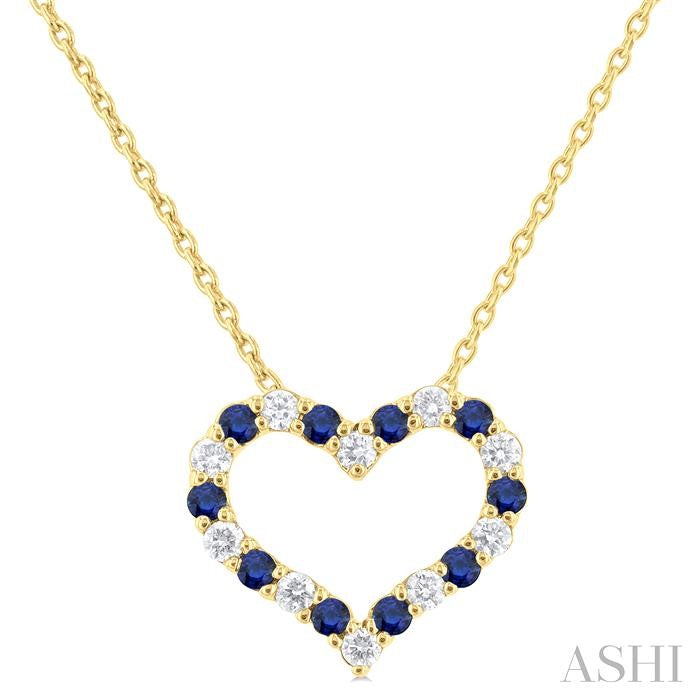 ASHI Heart Shape Alternate Gemstone & Diamond Fashion Pendant 57678PPFGPDSPYG