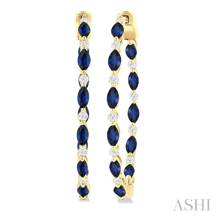 ASHI Inside-Out Marquise Shape Alternate Gemstone & Diamond Hoop Earrings 57734PPFGERSPYG