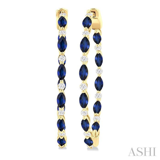 ASHI Inside-Out Marquise Shape Alternate Gemstone & Diamond Hoop Earrings 57734PPFGERSPYG